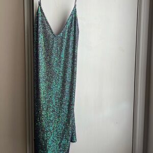 Victoria’s Secret teal/purple Sequin Slip Dress
